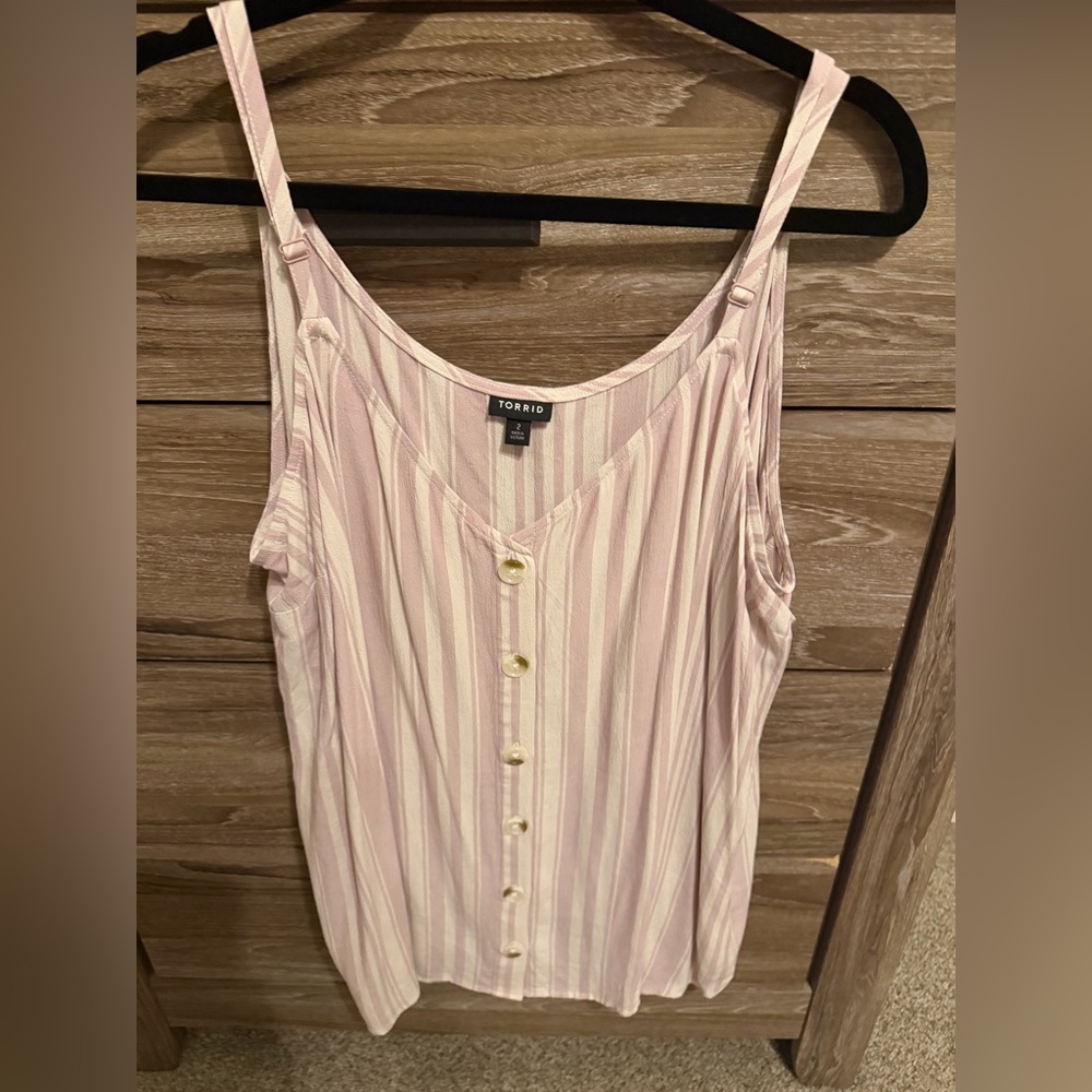 torrid Pink & White Vertical Stripe Button-Front Cami